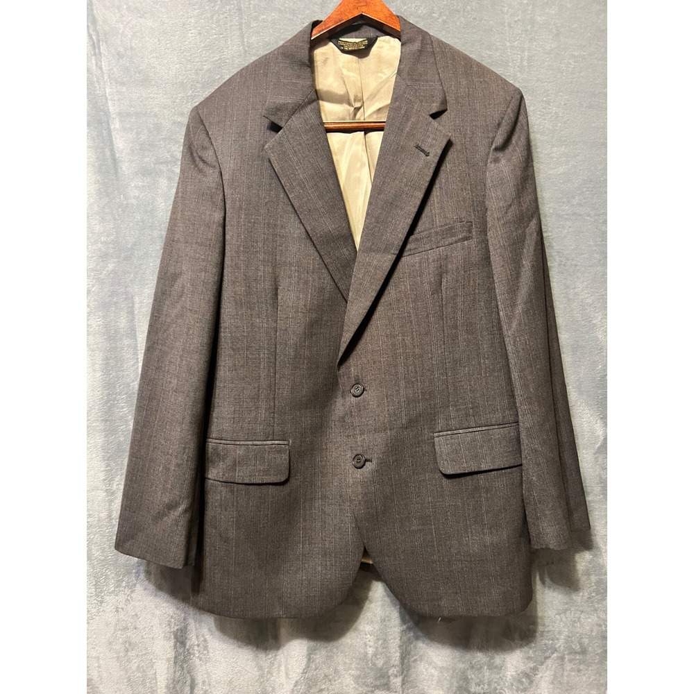 Johnny Carson Gray Wool Blazer Jacket Mens 42R‎ Vintage USA Tailored Coat